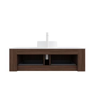 Mobile bagno sospeso DINA 48 pollici bianco con lavabo, bordi curvi e 2 cassetti, mobiletto contenitore a strisce - Product Image 4
