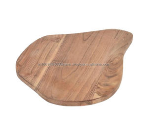 Bloque de corte de cocina de forma irregular Tabla de cortar de madera de bambú con acabado natural para exhibición de encimera Hecho EN LA India - Product Image 1