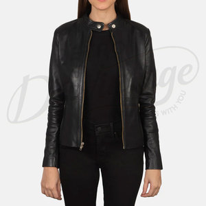 Custom Women's Slim Fit Sheepskin <b>Leather</b> <b>Jacket</b> | Genuine Soft <b>Leather</b> Biker Coat | De Vintage Lightweight Outerwear - Product Image 5