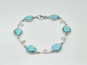Pulsera de Larimar en Plata de Ley 925, Hecha a Mano con Piedras Preciosas, Cierre de Langosta, Elegante Regalo de Joyería para Mujer - Product Image 5