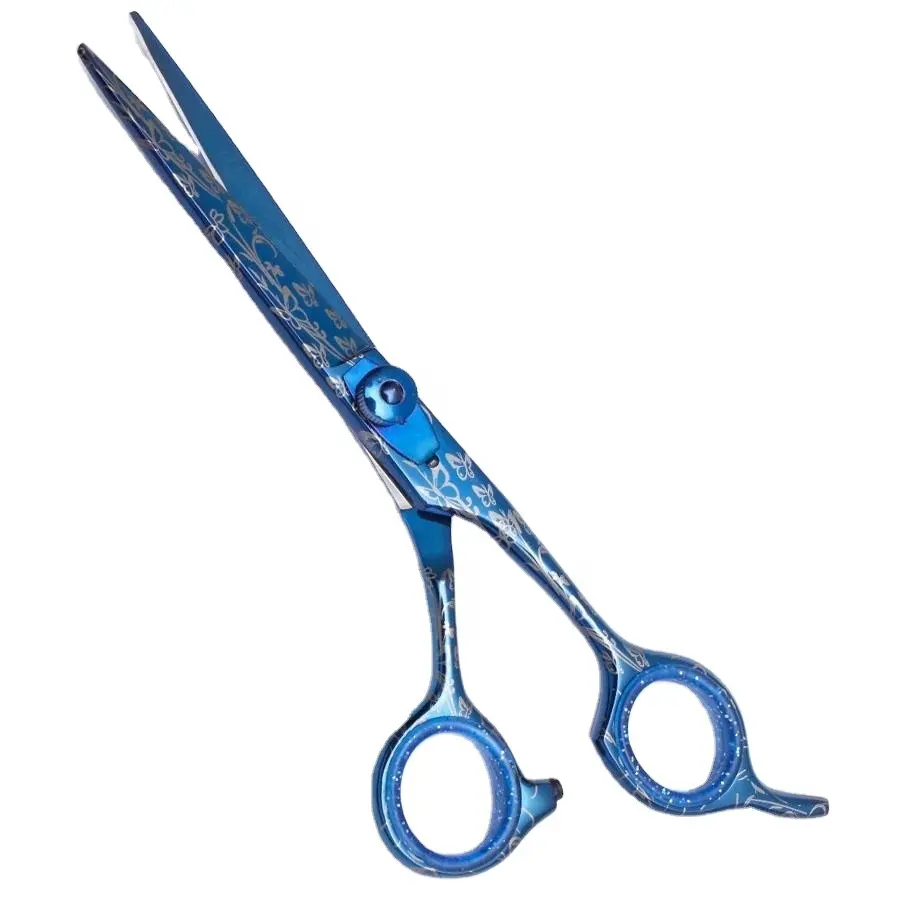 2023 customized professional curved scissor forged pet barber hair scissors