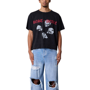 <b>Mens</b> O Neck Short Sleeve T <b>Shirts</b> <b>Skull</b> Front Graphic Relaxed Loose Fit Streetwear Wholesale Custom OEM Cotton Jersey Tee <b>Shirts</b> - Product Image 1