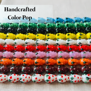 Cuentas de Vidrio Hechas a Mano con Diseño de Fresa |   Cuentas espaciadoras de cristal artístico estilo Murano de colores, 20 mm, hebras de 8 pulgadas para joyería DIY - Product Image 3