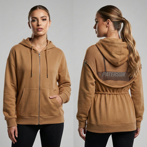 Sweat à capuche en maille pour femme, panneau arrière personnalisé, streetwear, épaules tombantes, vente en gros, marque de vêtements à étiquette privée pour les marques - Product Image 5
