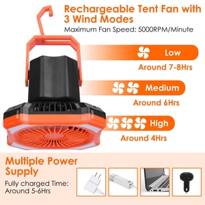 Ventole indossabili portatili USB ricaricabile da campeggio lanterna ventilatore 4 luce 3 modalità vento di emergenza Power Bank telecomando appeso - Product Image 3