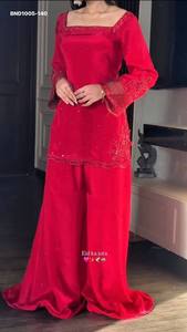 Designer Fancy Crepe Silk with <b>Beads</b>-Handwork & Embroidered Sequence Suit - Stone work Plazzo & Dupatta Indian Supplier - Product Image 6