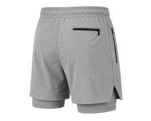 Shorts Bermuda Gris en Polyester pour Homme, Taille Mi-Haute, Cordon de Serrage, Séchage Rapide, Écologique, Imperméable, Style Sportif avec Poche Zippée - Product Image 2