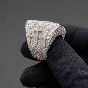 Lab Grown Diamond <b>Initial</b> C Championship <b>Ring</b> White Rose Gold Square Statement Hip Hop Luxury Jewelry For Men Unisex - Product Image 4