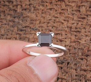 Bague cocktail en argent sterling avec quartz fumé naturel serti clos, style vintage, bijou de déclaration pour femme, cadeau - Product Image 1