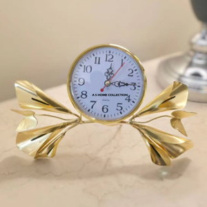 Excellent Design Best Looking Aluminum Metal Unique Shape Gold Antique Finish Home <b>Table</b> Clock Classic Look - Product Image 1