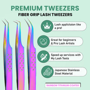 Luxury Volume Lash Tweezers Eyelash Extension Tweezers Fiber Tip Set for Salon Professionals Isolation <b>Tool</b> - Product Image 2