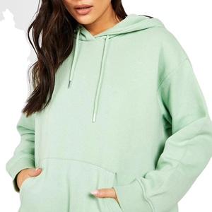 Venta al por mayor de alta calidad Pink Sweatsuit Crop Top Sudadera con capucha de cuello redondo de gran tamaño de pierna ancha Joggers Set French Terry sudadera Set Mujeres - Product Image 2