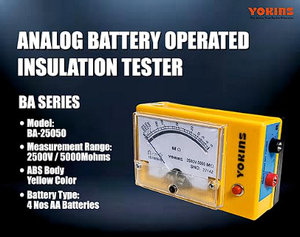 Testeur d'isolation analogique 2500V 5000MΩ, testeur fonctionnant sur piles |   Fabriqué en Inde |   Haute précision ±5% |   Testeur IR pour moteur - Product Image 3