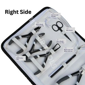 Kit de herramientas para extensiones de cabello de salón con pinzas de microlink, pinzas de presión para cinta, cortador de queratina, mini tijeras, agujas de coser y clips - Product Image 3