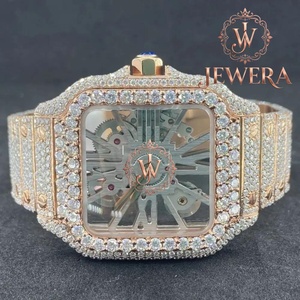 Export Quality Luxury Stainless Steel Hip Hop Iced Moissanite Analog <b>Watch</b> Glass Mechanical Movement Streetwear 41MM Butterfly - Product Image 1