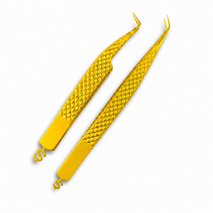 Pinzas para pestañas chapadas en oro con punta suave de precisión para extensión de pestañas - Product Image 1