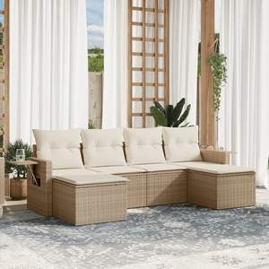 Grand ensemble de canapés de jardin modulaires en polyrotin beige, meubles d'extérieur confortables et élégants - Product Image 1