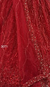 Burgundy Beaded Lehenga Set <b>Sequin</b> Mesh Dupatta Sleeveless Banarasi Style Evening Dress for Wedding Party For Women Wear - Product Image 4
