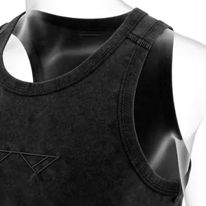 <b>Men's</b> <b>Black</b> Sleeveless <b>Tank</b> <b>Top</b> O-Neck Casual Eco-Friendly 100% Polyester Knitted Solid Color Plain Dyed Style - Product Image 5