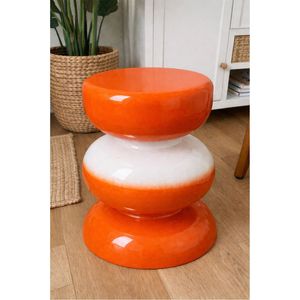 Table basse empilable orange brillante au design tambour unique, table d'appoint en métal contemporaine pour salon, maison et hôtel - Product Image 1
