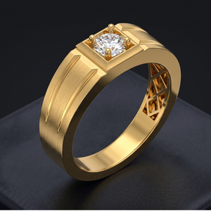 Bague de fiançailles de luxe pour homme en or 14 carats avec diamant de laboratoire certifié IGI |   Solitaire Rond Brillant |   Fournisseur de bijoux en gros - Product Image 3