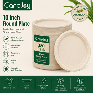 Best Quality 10 Inch Heavy Duty Bagasse <b>Disposable</b> <b>Plate</b> | Eco-Friendly Biodegradable BPA Free Microwave Safe Dinner <b>Plate</b> - Product Image 2