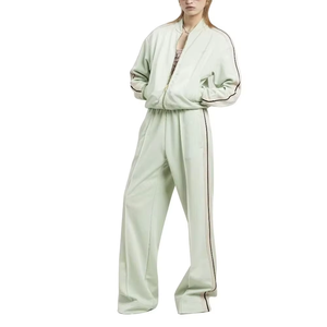 Pantalones de gimnasio de otoño para mujer al por mayor, holgados, de pierna ancha, a la moda, casuales, tipo cargo, talla XL, con frente plano, largos, con cordón, teñido liso - Product Image 6