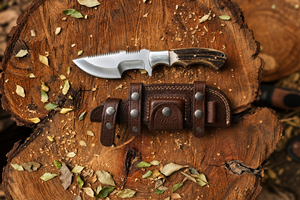 Couteaux de survie faits main pour le camping en plein air, en acier inoxydable avec manche en bois et étui en cuir, lame D2 pour la chasse, qualité DIY - Product Image 6