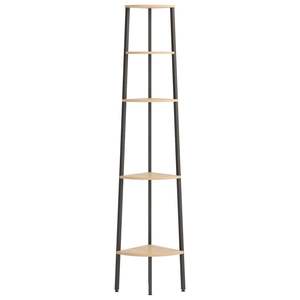 Étagère d'angle moyenne en bois d'ingénierie brun clair et noir et acier, étagère murale - Product Image 3