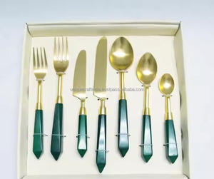 Juego de Cubiertos de Acero Inoxidable 2025, Chapados en Oro, Ecológicos, Hechos a Mano, Estilo Occidental Clásico, para Bodas, Cucharas y Tenedores - Product Image 2