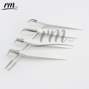 Pince à cils à pointe en fibre de volume avec prise en diamant avec logo personnalisé Pince à cils en acier inoxydable à 90 degrés avec marque privée - Product Image 6