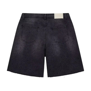 New Arrival Casual Mid Waist Denim Short for <b>Men</b> Street Wear with Custom Logo Solid Color Elastic Waist Breathable - Product Image 2