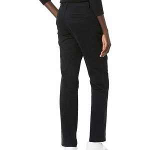 Pantalones chinos de mezcla de lino y algodón para mujer, pliegues frontales rectos, bolsillos laterales, Bolsillo ribeteado en la espalda, cremallera frontal oculta - Product Image 2