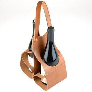 Sac de transport pour bouteille de vin en cuir marron, logo personnalisé, pliable, réutilisable, résistant à l'eau, fait main, cadeau pour pique-nique ou fête - Product Image 4
