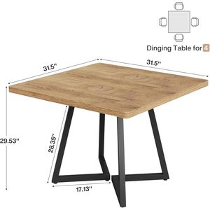 Tavolo da Pranzo Quadrato in Legno per Cucina, Soggiorno e Caffè, Tavolo Multifunzione per Caffè e Pranzo - Product Image 5