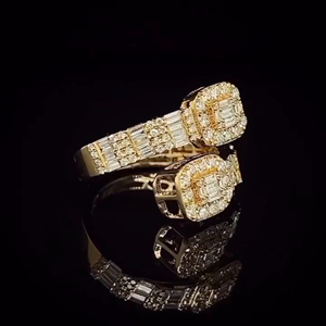 RB GEMS IGI Certified 14K Gold Hip Hop Iced Wedding <b>Rings</b> <b>Men</b> Lovers Ruby Freshwater Pearl Tension <b>Set</b> Micro Insert Brilliant - Product Image 3