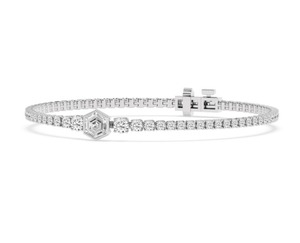 Bracelet tennis en or rose 9 carats de qualité supérieure avec diamants hexagonaux et ronds créés en laboratoire, 5,12 CTW - Product Image 4