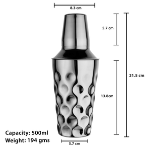 Apex World Exports Premium Modern Hammered Stainless Steel Set Cocktail Shaker Set with Strainer & Jigger for Bar Uses 500ml - Product Image 5