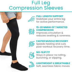 Moisture Wicking Leg Sleeves For Tennis Badminton Outdoor Court Sports High Elasticity <b>Compression</b> Support Breathable Legwear - Product Image 3