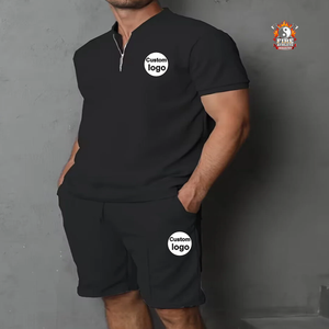 2025 BUYJYA Ensemble de survêtement décontracté 2 pièces pour homme : T-shirt à quart de zip et short pour la plage, les promenades, le tennis, le golf - Product Image 3