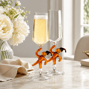 Flûte à champagne / Verre à toast en borosilicate fait main de 290 ml avec logo personnalisé pour cadeaux d'entreprise et kits de bienvenue promotionnels - Product Image 1