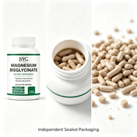 SYC BIO Bisglycinate de magnésium 200 mg par portion 60 capsules végétales Sans gluten Complément alimentaire Marque privée OEM ODM