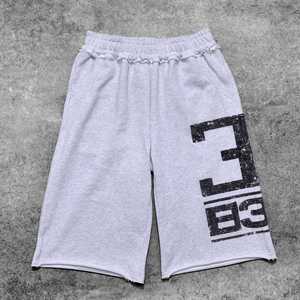 Pantalones cortos de jogging para hombre, 100% algodón, felpa francesa, transpirables, cintura elástica, estampado DTG, con bolsillo, estilo casual, largos, holgados, estilo streetwear. - Product Image 1