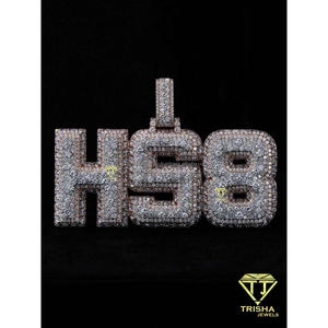 Collar de Lujo Personalizado con Letra HSB, Estilo Hip Hop, con Incrustaciones de Diamantes Cultivados en Laboratorio, Colgante con Inicial Personalizada, en Rodio, Oro y Plata de Ley - Product Image 5