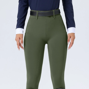 Pantalones de Montar a Caballo Unisex, Corte Slim, Cintura Media, Silicona Antideslizante, Lavado Claro, con Bolsillos, Ropa Ecuestre - Product Image 5