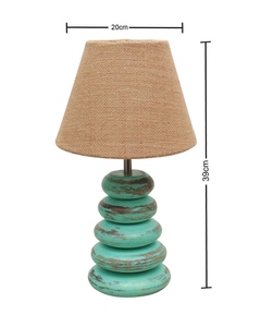 Antique algae multi-pebble wood table lamp white linen shade <b>rustic</b> hand-carved bedside light for farmhouse <b>home</b> <b>decor</b> wholesale - Product Image 2