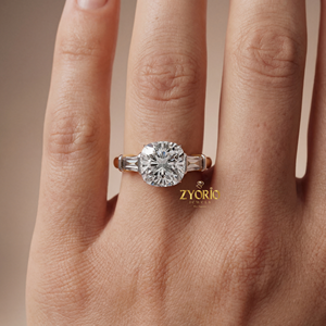 Luxury 3.19ct Lab Grown <b>Cushion</b> Cut Diamond Engagement Wedding Ring VS1 Colorless Three Stone 925 Silver Tapered Baguette Party - Product Image 3