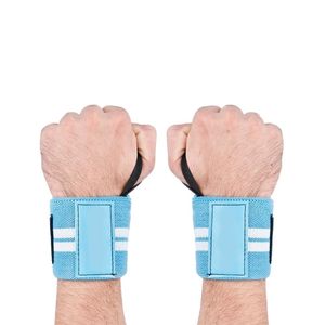 สายรัดข้อมือออกกำลังกายสีฟ้าอ่อน สายรัดพยุงข้อมือแบบหนาพิเศษ สำหรับการฝึกโอเวอร์เฮดเพรส OEM - Product Image 3