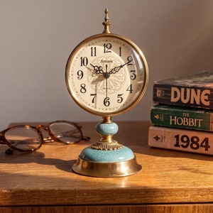 Nouvelle horloge de bureau en laiton, forme circulaire, silencieuse, sans tic-tac, sonnerie horaire, design traditionnel - Product Image 1