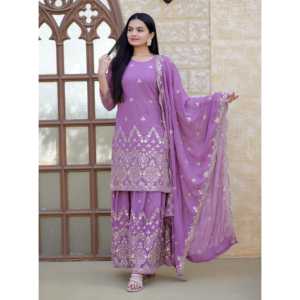 Traje Sharara de Fiesta para Mujer con Bordado de Lentejuelas - Product Image 4